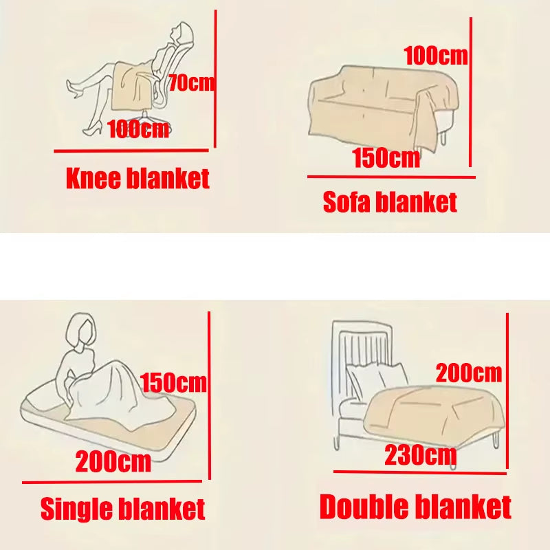 Light Luxury Solid Color Multifunctional Rabbit Velvet Blanket Winter Thick Warm Flannel Used for Bedroom Living Room Blanket