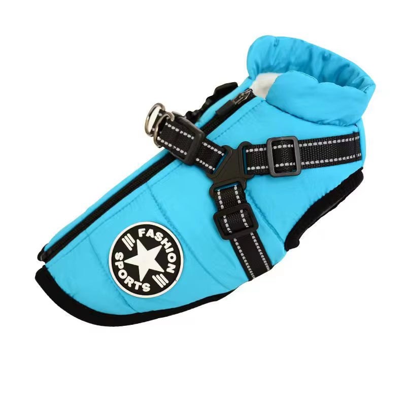 Large Pet Dog Jacket with Harness Winter Warm Dog Clothes for Labrador Waterproof Big Dog Coat Chihuahua French Bulldog Outfits